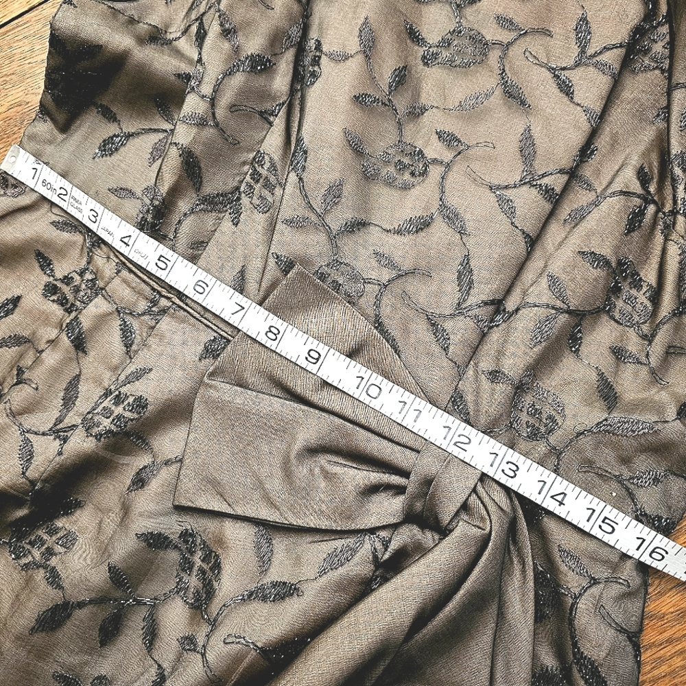 Vintage VTG 1960s Renmor Black & Brown Sparkle Retro Dapper Day Dress Volupe XL - Picture 3 of 5